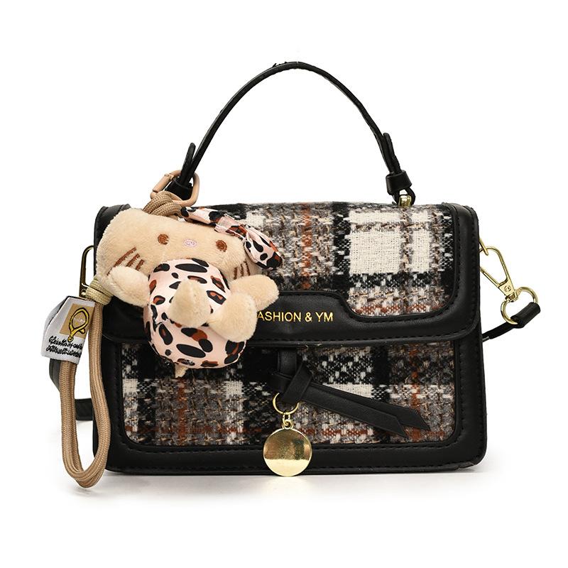 Wholesale Hot Sale Niche Korean Literary Plaid Portable Small Square Bag Women's Casual Versatile Foreign Style Messenger Bag