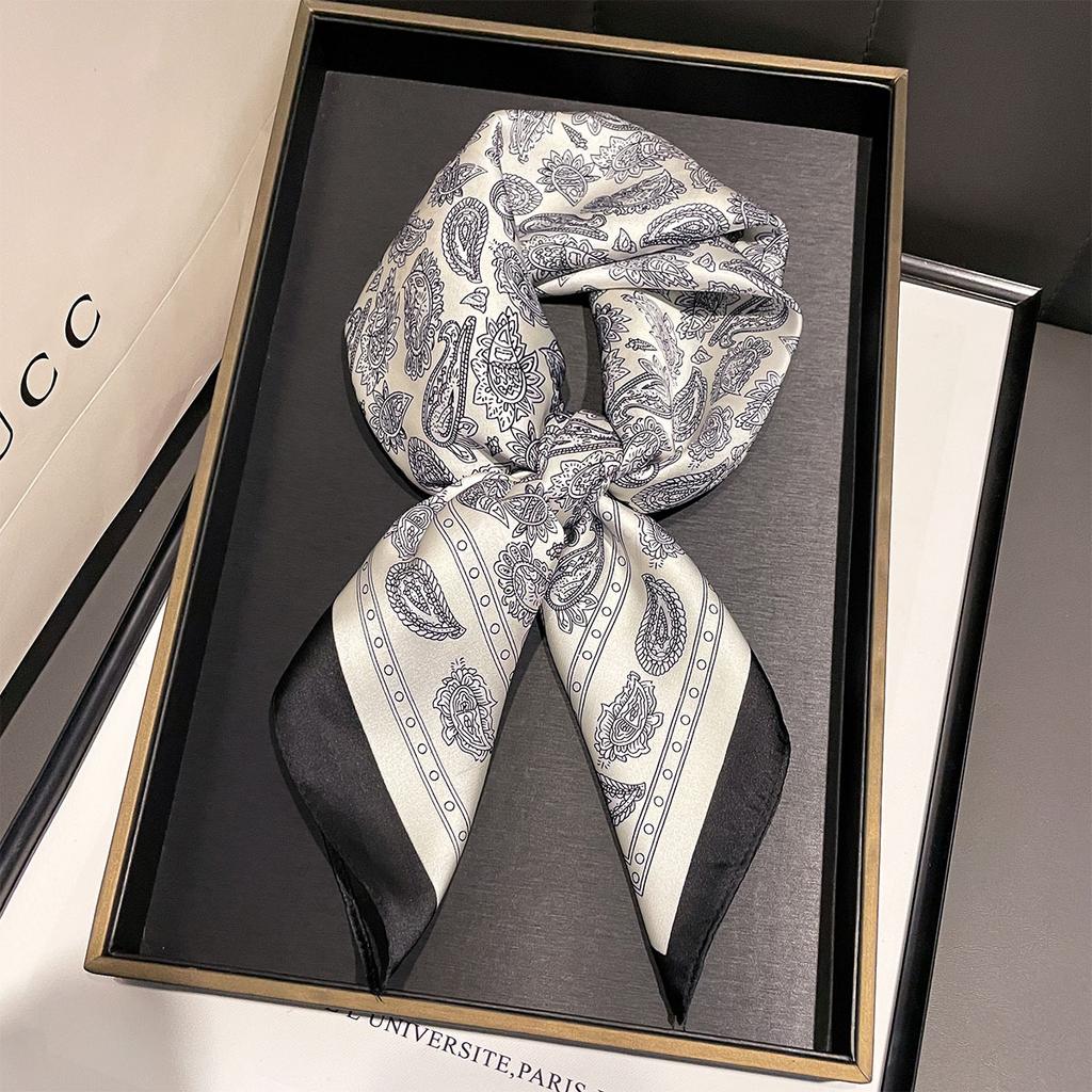 Luxury Square Scarf For Women Elegant Ladies Hijab Fashion Print Neckerchief Bandanas Summer Soft Stain Faux Silk Scarves Shawl