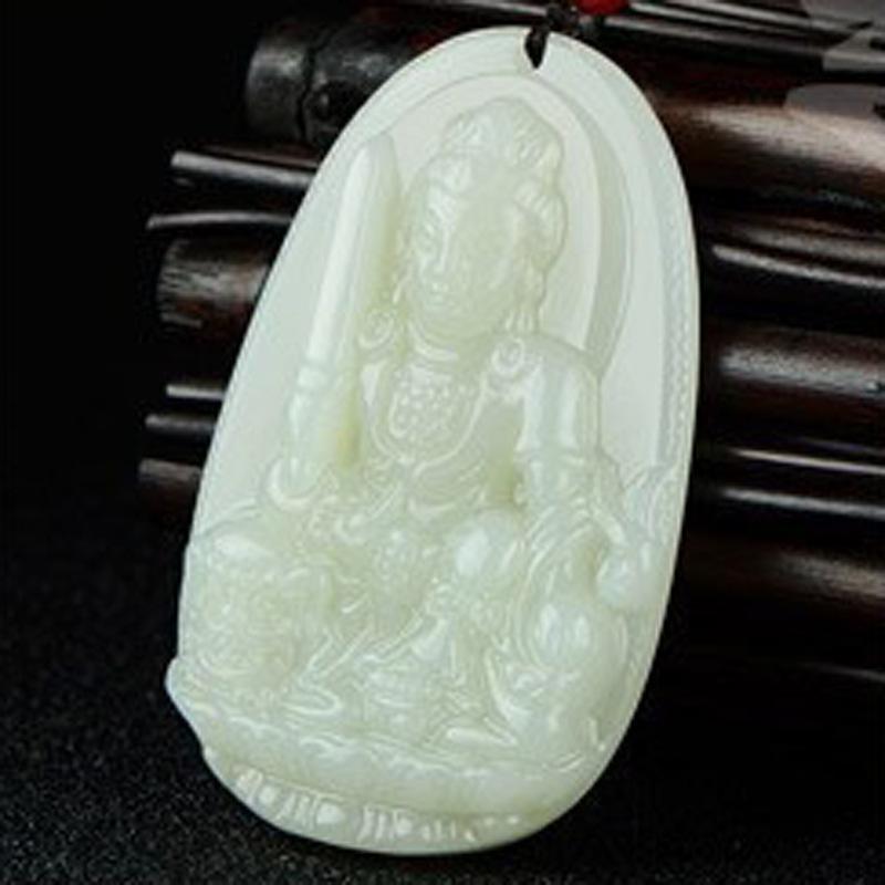 Wisiorek z nefrytu Hetian Ośmiu Świętych Opiekunów Wisiorek z Buddą Zodiakalnym