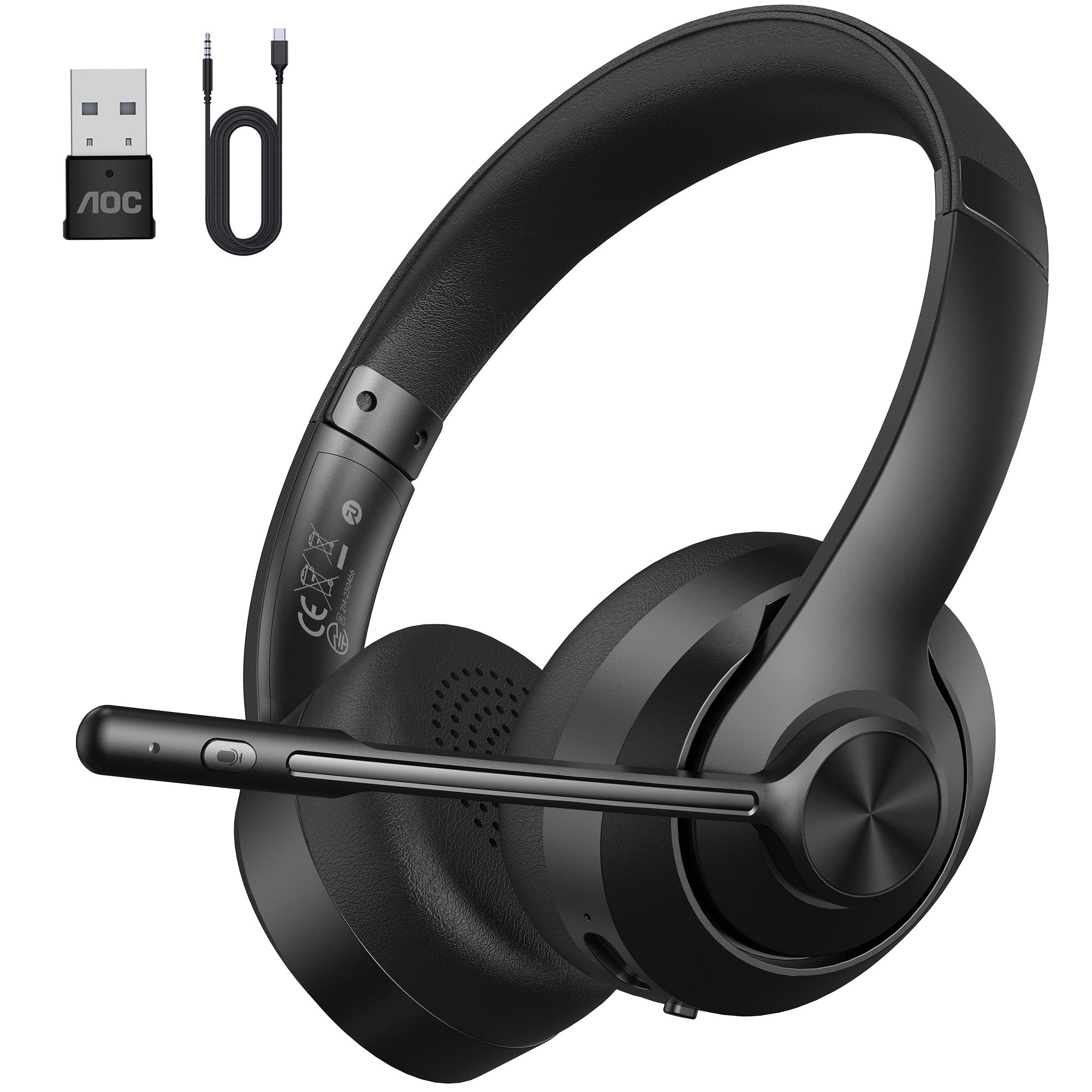 

AOC Wireless Headset with Bluetooth Mic Mute AI Noise Lightweight Comfortable Rotating Compatible with Call Online and Compatible with and ACW2212 чорний