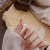 New S925 sterling silver citrine ring women's texture hollow design niche light luxury natural stone jewelry