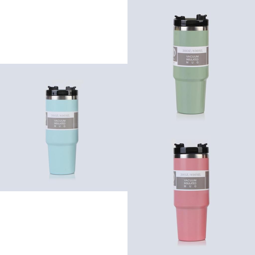 Stylish Modern Vacuum Insulated Car Cup With Straw And Handle 30oz 20oz