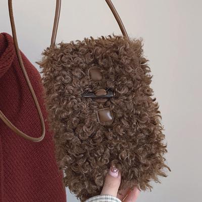 High Value Messenger Bag Small Bag Women's Winter New Casual Mobile Phone Bag Shoulder Plush Bag