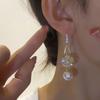 Flower pearl fringed ear hook French super flash exquisite earrings light luxury high-end temperament showing face thin earrings
