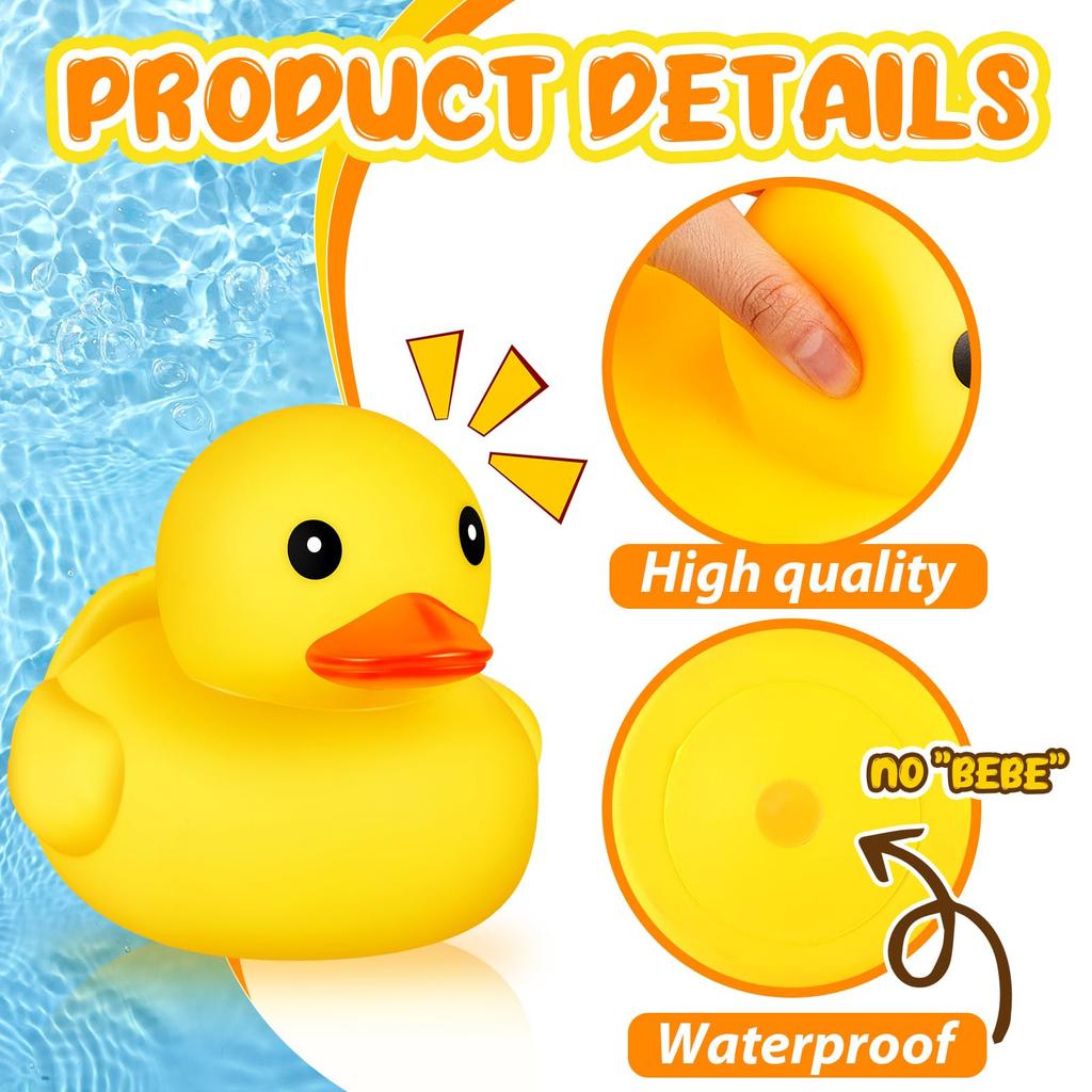 1/2Pcs Giant Rubber Duck 10.2 Inch Duck Giant Rubber Duck Large Rubber Squeaky Big Yellow Rubber Ducks