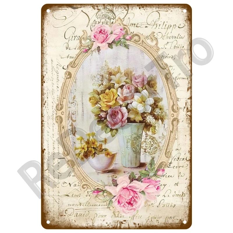 Retro Flower Tin Sign Gardening Metal Sign Vintage Garden Club Outdoor Indoor Home Wall Hanging Decorative Plaque Plates Farm