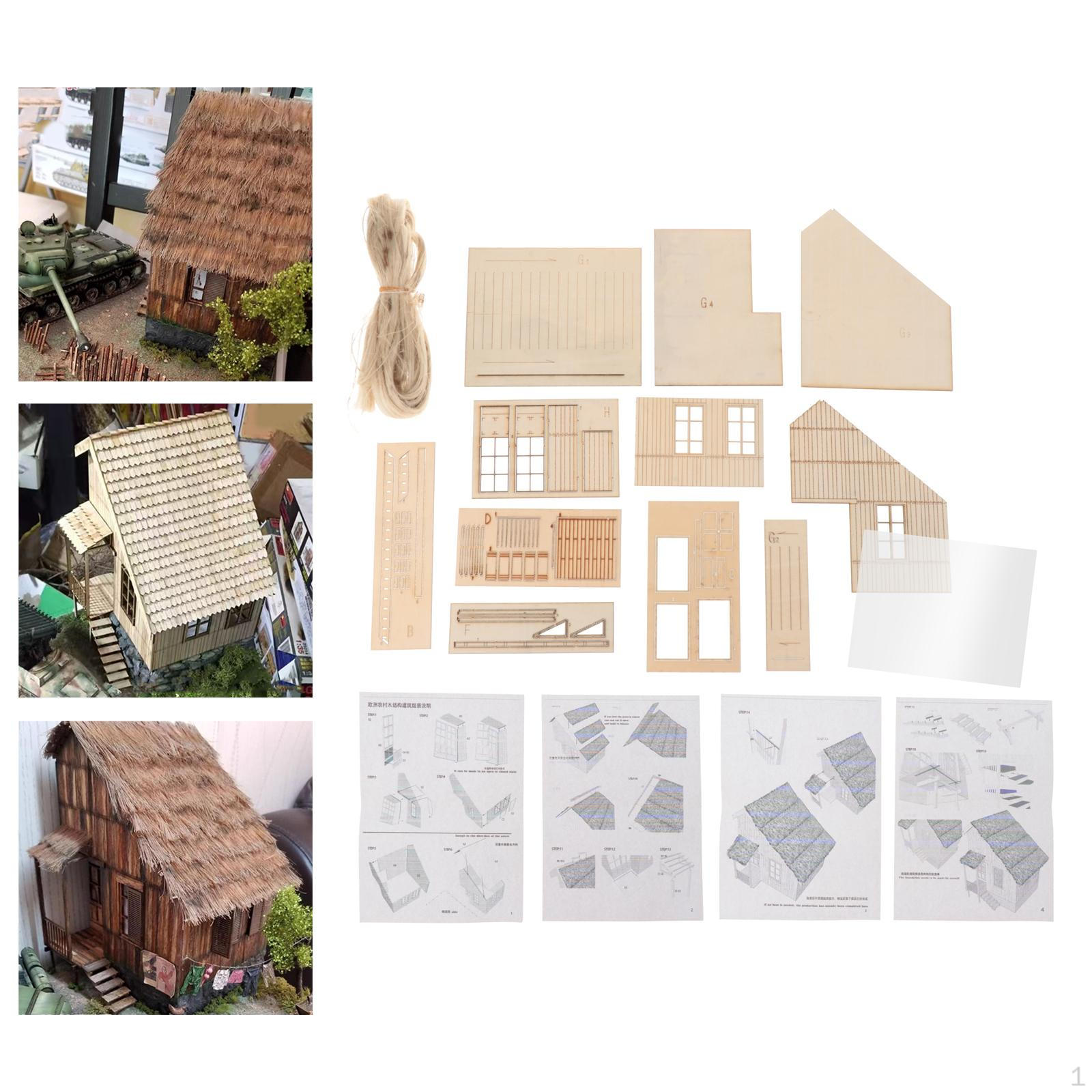 

1/35 HO Scale Building Assembled Model Architecture Scene for Railway thatched roof