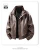 Mens Pu Leather Jacket Stand Collar Loose Retro Motorcycle Casual Outerwear