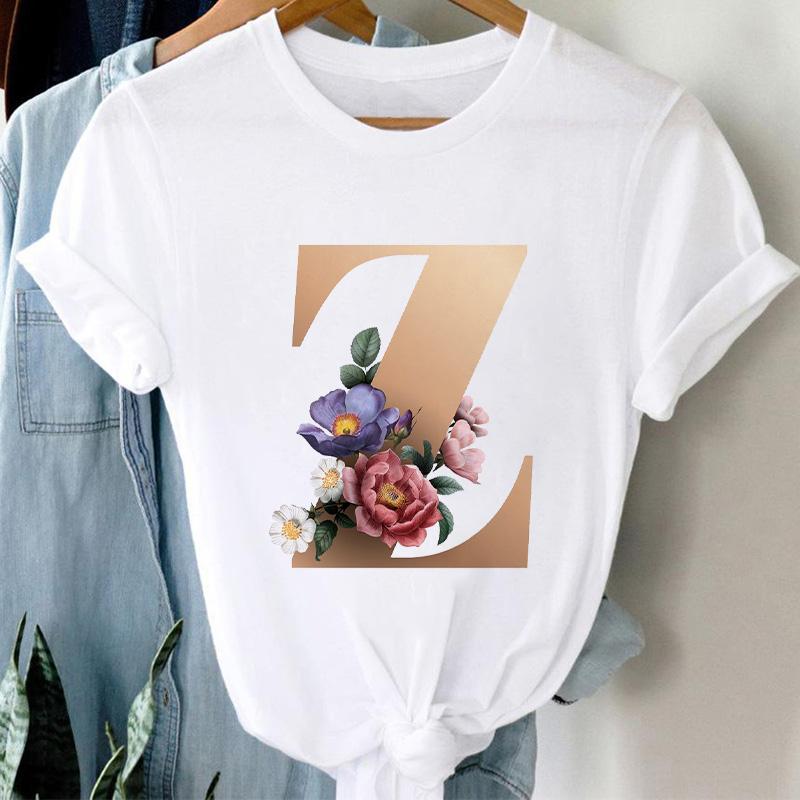 Woman Tshirts 26 Letter Customization T-Shirt Ladies Fashion Top Female Tees Casual T Shirt Summer Short Sleeve Femme