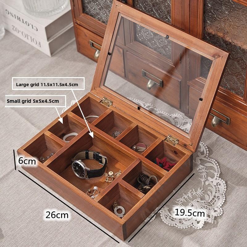 

Wood Jewelry Divided Compartment Organizer Box Ring Earrings Storage Boxes Bracelets Jewelry Display Rack Necklace Trinket Cases