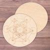 Collectibles Arts And Crafts Decor Healing Round Edge Wood Circles Carved Chakra Pattern Coaster