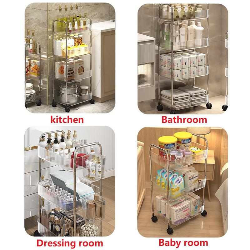 Transparenter Rollwagen Organizer Ständer Badezimmer Organizer Ständer Umzugs-Organizer Regal mit Rad