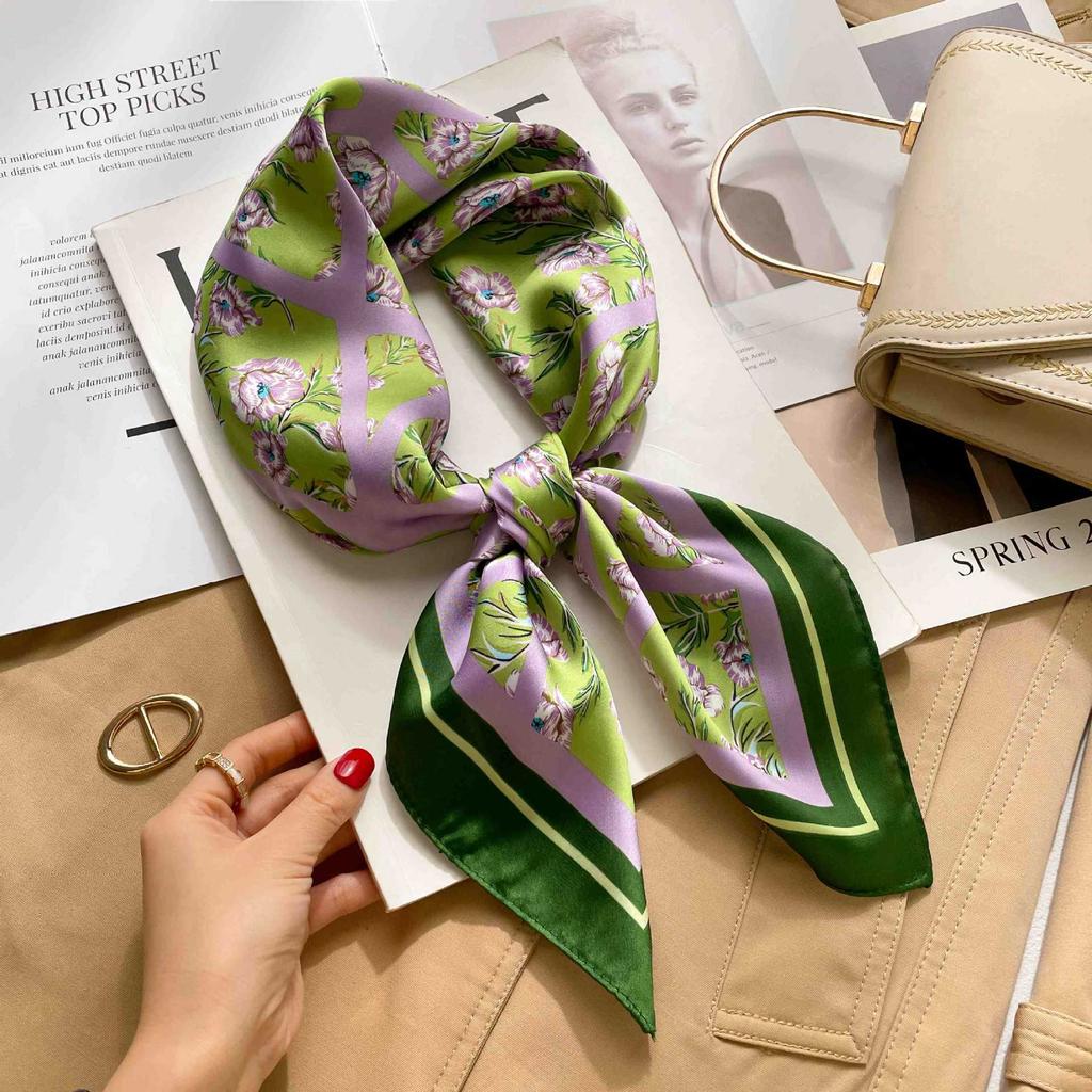 [Complete Works] Black and white simple cashew flower silk scarf premium waist ethnic style waist scarf decorative headscarf scarf workplace