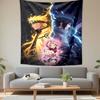 Naruto Team 7 Anime Wall Tapestry Naruto Sasuke Sakura Fire Lightning Split Decor for Bedroom Dorm Game Room Gift for Fans