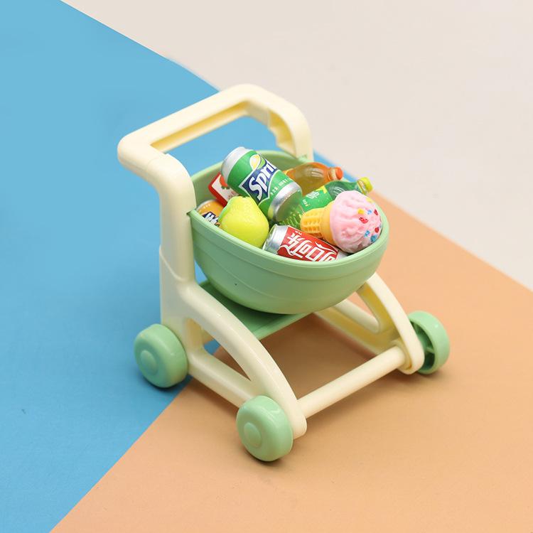 Children'S Trolley Simulation Mini Shopping Cart Supermarket Toy Cart Playing House Boys And Girls Creative Model Ornament