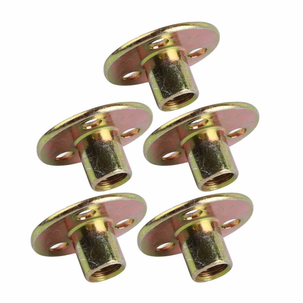 5 Pcs T Nut Flange 3 Hole Galvanized Iron Furniture Fixing Tee Round Base NutM10