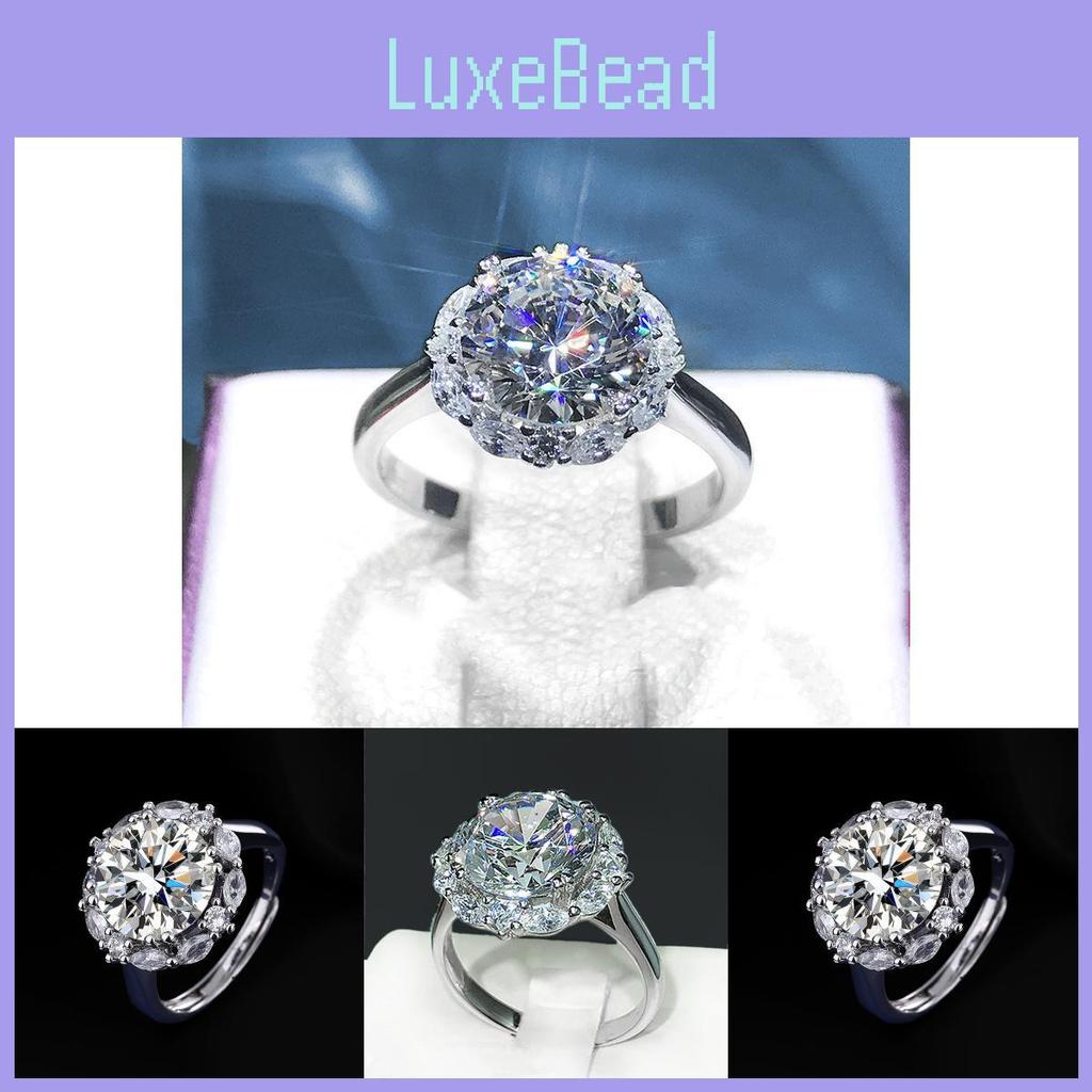 Elegant Gold White Plated Geometric Ring With Gorgeous 5 Carat Moissanite Gem