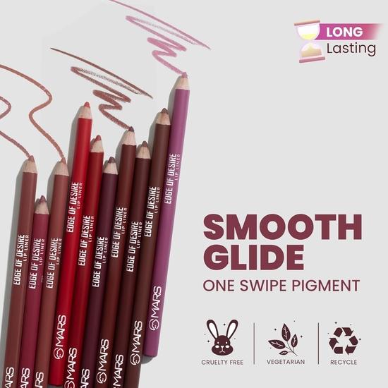 MARS Matte Lip Liner | One Swipe Smooth Application | Long Lasting Lip Pencil (1.4gm) (02-DEEP DAWN)
