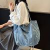 Women's Denim Tote Bag with Bow Detail Multifunctional Shoulder Backpack Hand Washable No Edge Paint