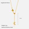 European and American Style Star Moon Titanium Steel Necklace, Simple Collarbone Chain Pendant, Electroplated 18K Gold Stainless Steel Necklace