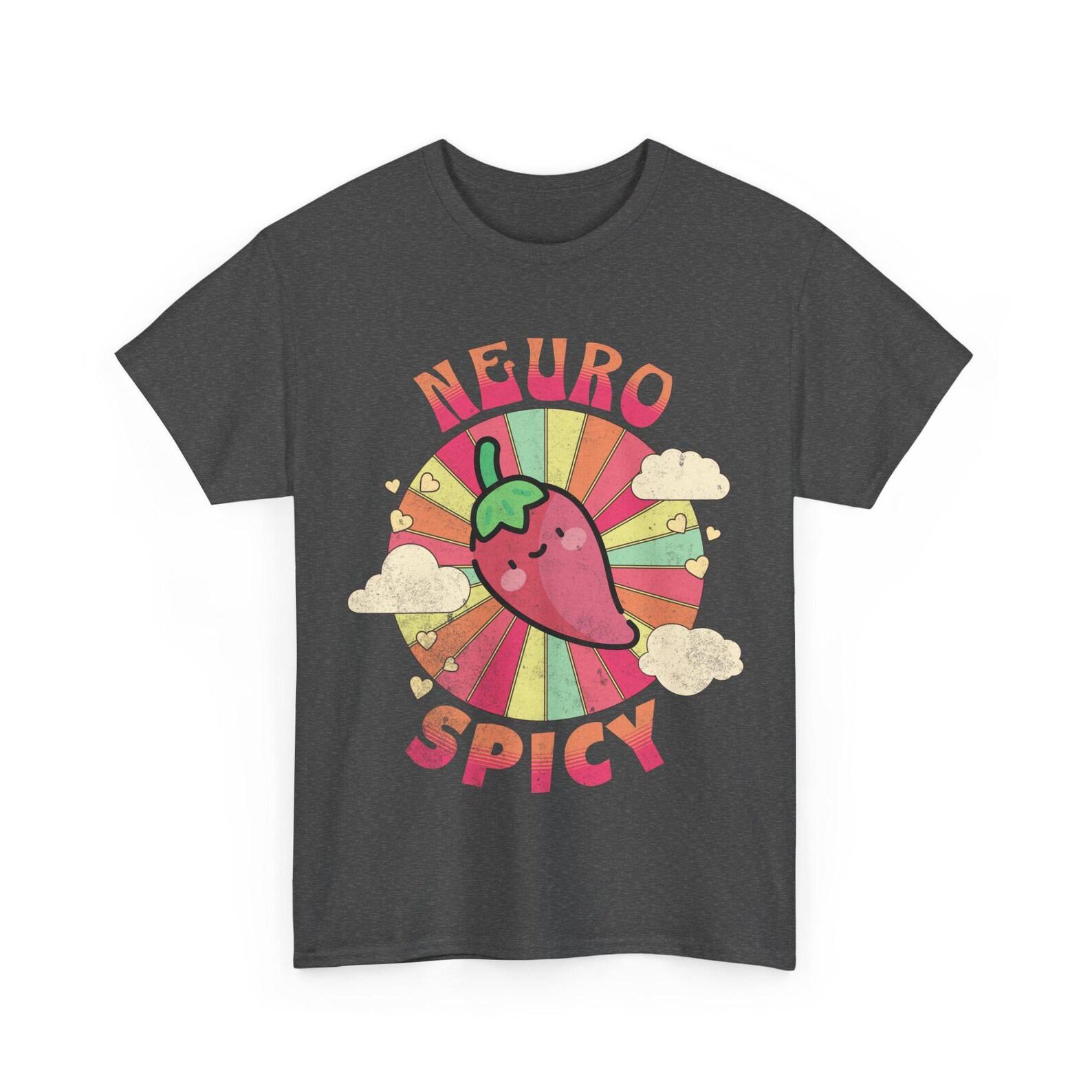 Neurospicy Unisex Tee, Bright Colors Cheeky Peppers Neurodiversity T-Shirt, Graphic Tees, Funny Shirt, Gift for Him, Gift for Her 4XL