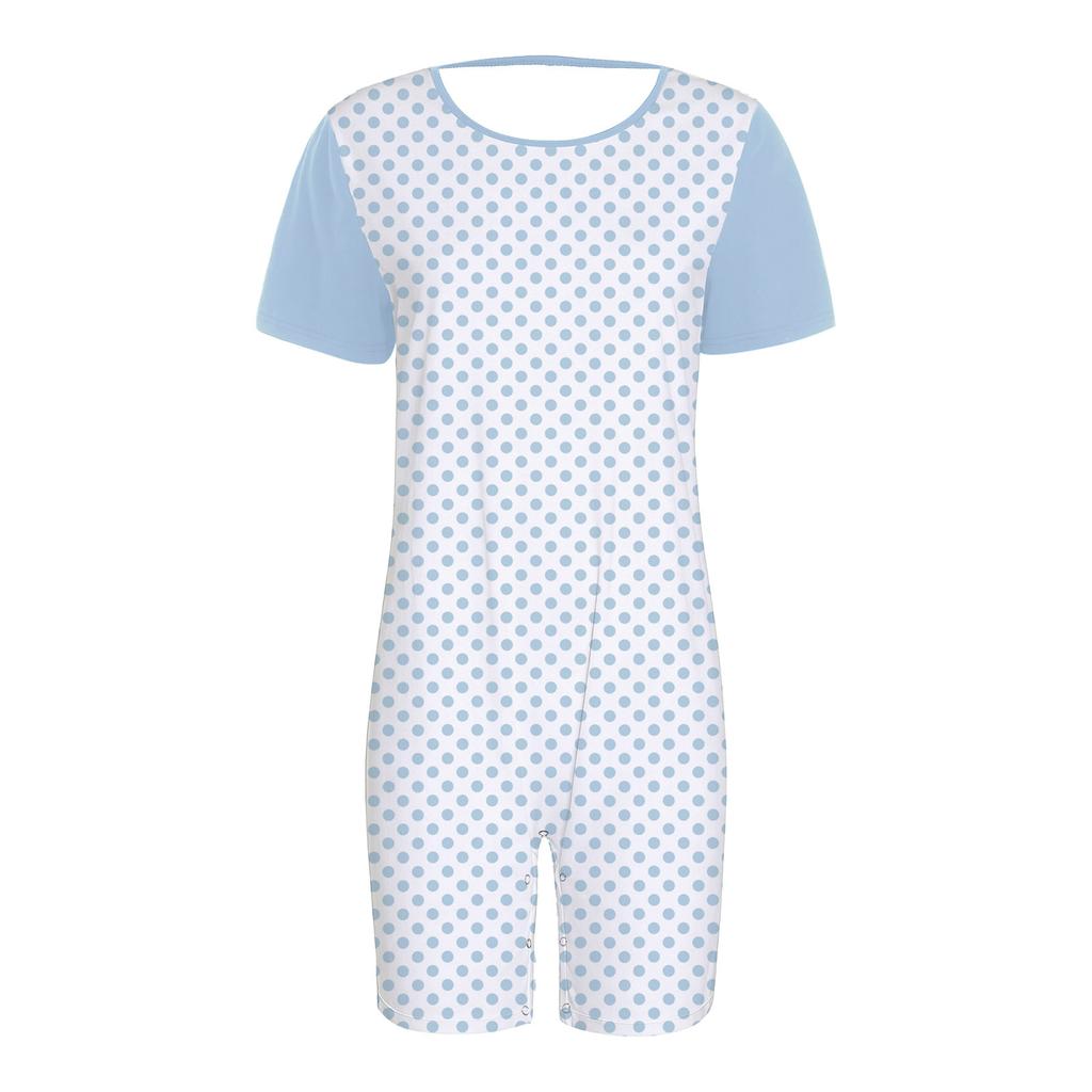 Damen Spezialbedarf Body Kurzarm Kurzer Schritt Druck Farbblockierung Adaptiver Jumpsuit Demenzpflege