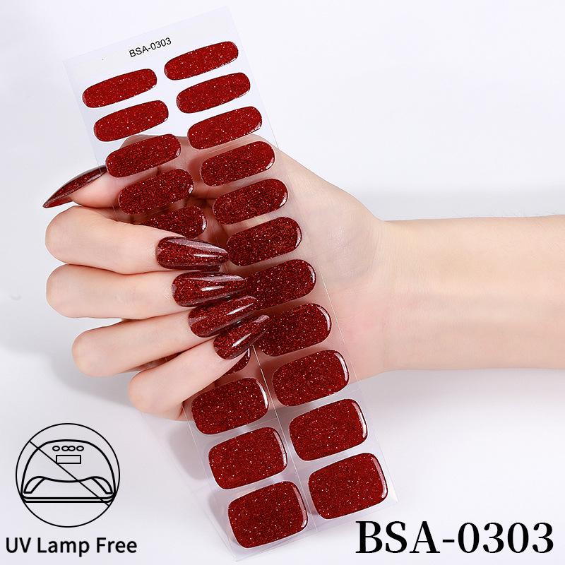 Waterproof Super Sparkle Gel Nail Stickers (Solid Color, UV-Free, No Lamp Required)