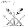 LUCF Royal Luxury Woven Pattern Handle Mirror Stainless Steel Dinnerware Elegant Cutlery Delicate Tableware For Kitchen Hotel