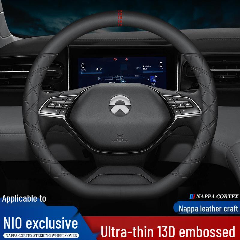 Genuine Leather Suede Steering Wheel Cover for NIO ES8, ES6, EC6, ET7 - Free Hand-Sewing