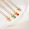 Fashion Pendant Necklace Cartoon Stitch Stainless Steel Link Chain 18K Gold Plated Zirconia Unisex No Fade No Allergy