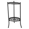 50cm Double Layer Plant Stand Iron Multifunctional Flower Rack Flower Shelf for Balcony Entryway Garden Black