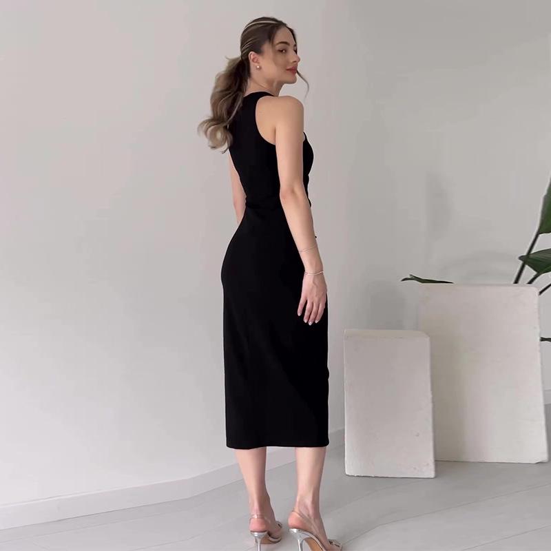 2023 Summer Women's Casual Sleeveless Bodycon Solid Color Dress