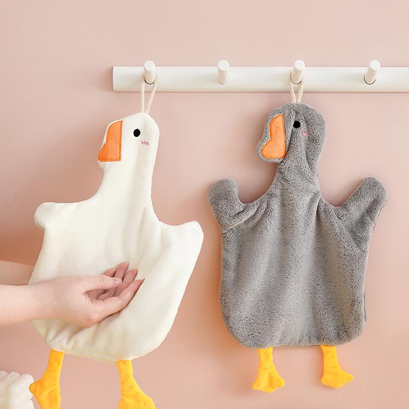 

Big goose hand towel hanging cute hand towel children hand towel bathroom handkerchief kitchen rag 23*34cm сірий колір