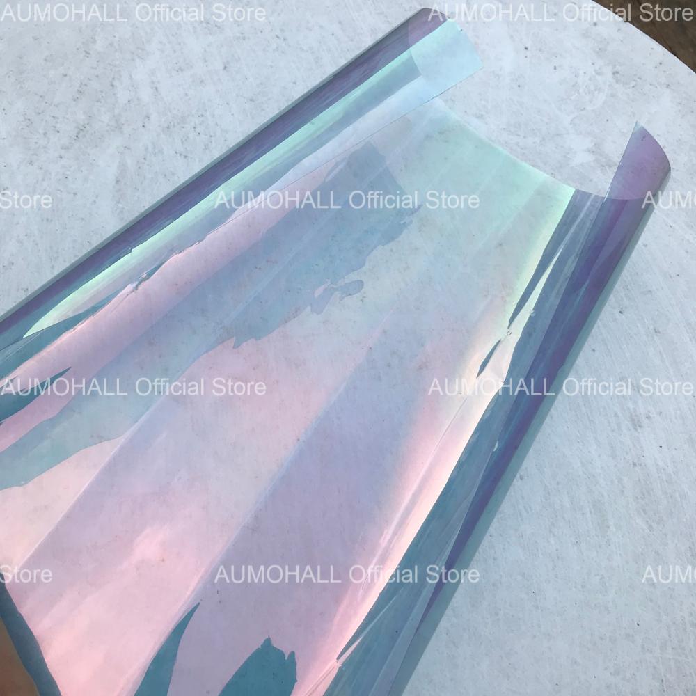 50x300cm VLT 76% Green Chameleon Car Side Window Tint, Clear Color Change Solar Foil Car Window Tinting Film UV Block 99%