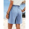 Women's Spring Summer Linen Solid Color Shorts Casual Sports Women's Shorts Three-quarter Pants with Drawstring Shorts
