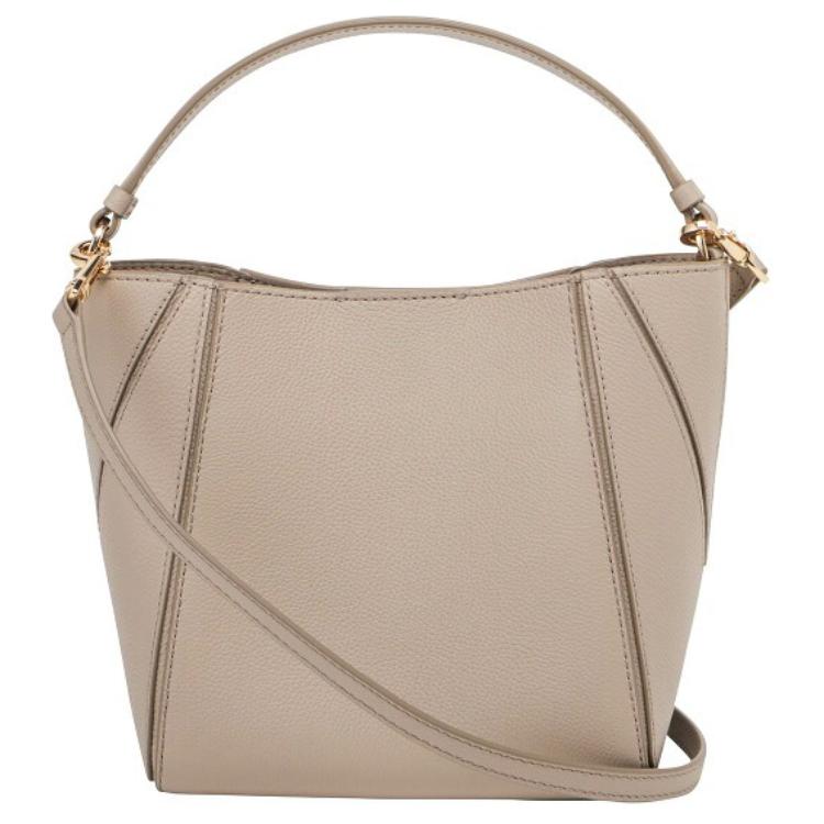 Tory Burch Mcgraw Logo Magnetic Snap Bucket Bag Women Handbags Terracotta-Gray 158500-200