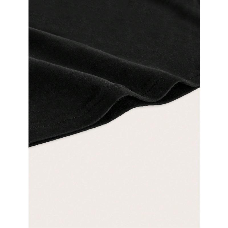 Womens Black Short Sleeve T Shirt With Gold Heart Print Casual Loose Fit Round Neck Tee