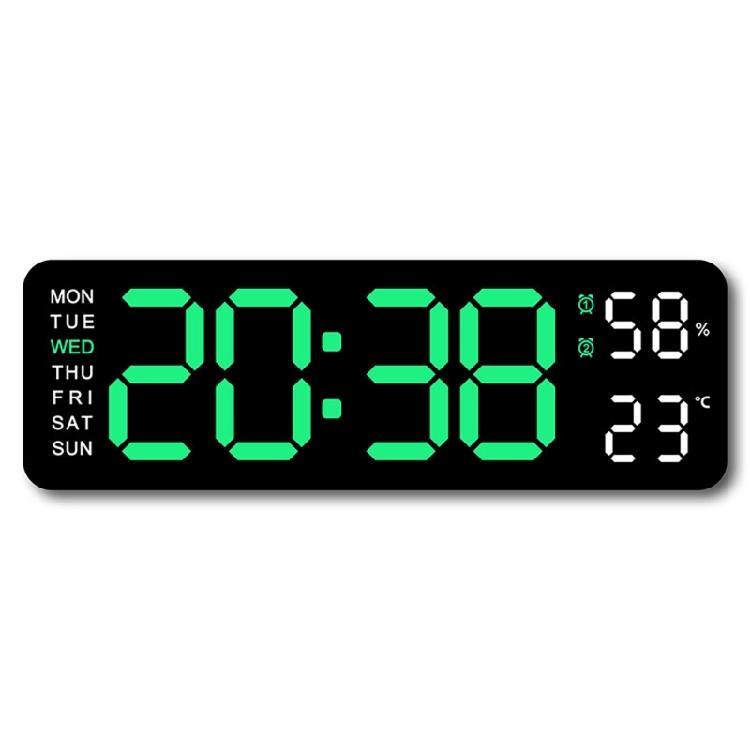 Large Digital LED Wall Clock with Temperature Week Date Display and 2 Alarm Memory Function 3 Brightness for Home Office