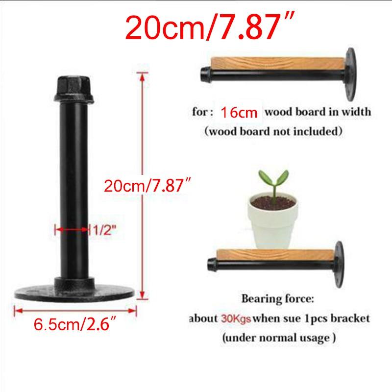

Industrial Pipe Shelf Bracket Rustic Office Black Decor Iron Wall mounted 20cm