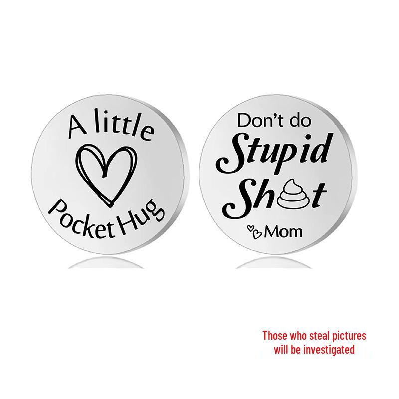 Lucky Charm Motivational Coin: Engravable Stainless Steel Couple & Family Gift Ornament.
