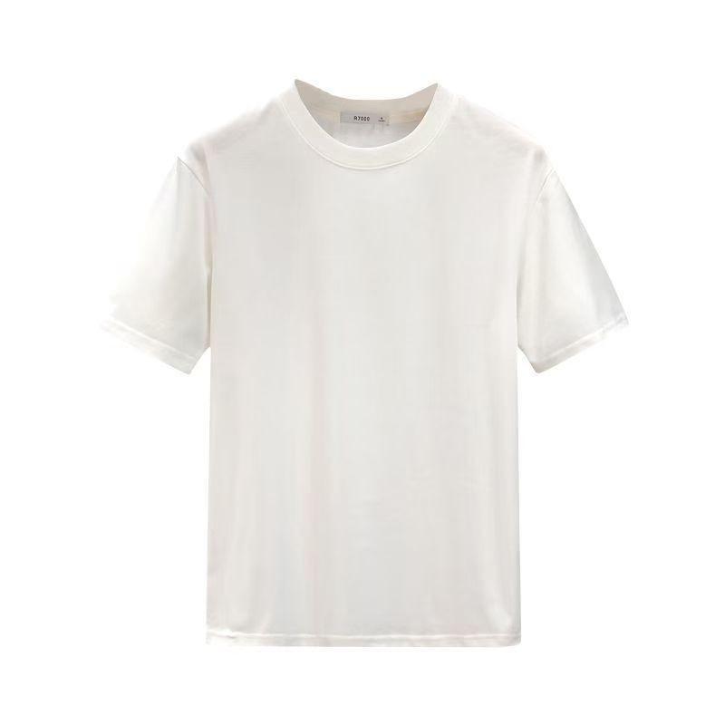 Men's 180g Pure White Milk Silk Casual Loose Short-Sleeve T-Shirt