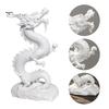 Artistic Dragon Sculpture 3D Printed Chinese Figurine, Collectible White Statue, Feng Shui Statue Decoration for Home Office
