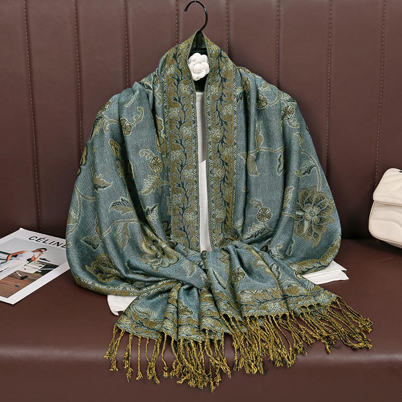 

Paisley Pashmina Shawl Scarf Women Jacquard Cashew Printed Scarves Borders Female Tassel Travel Blanket Wraps Ethnic Shawls 70x180cm