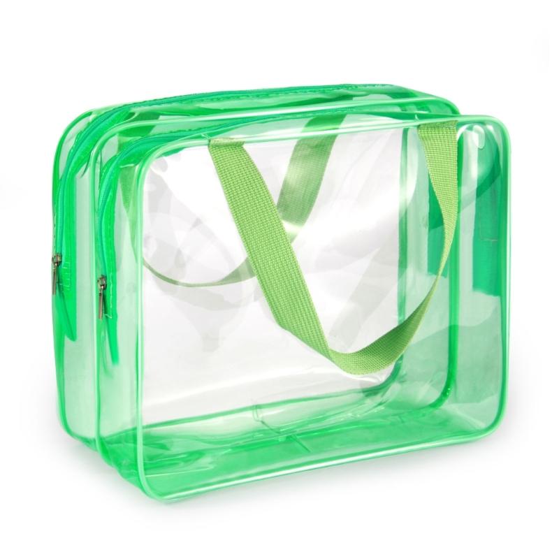 

Transparent Cosmetic Bag PVC Women Zipper Clear Makeup Bags Travel Make Up Organizer Storage Bath Toiletry Wash Bag зелёный