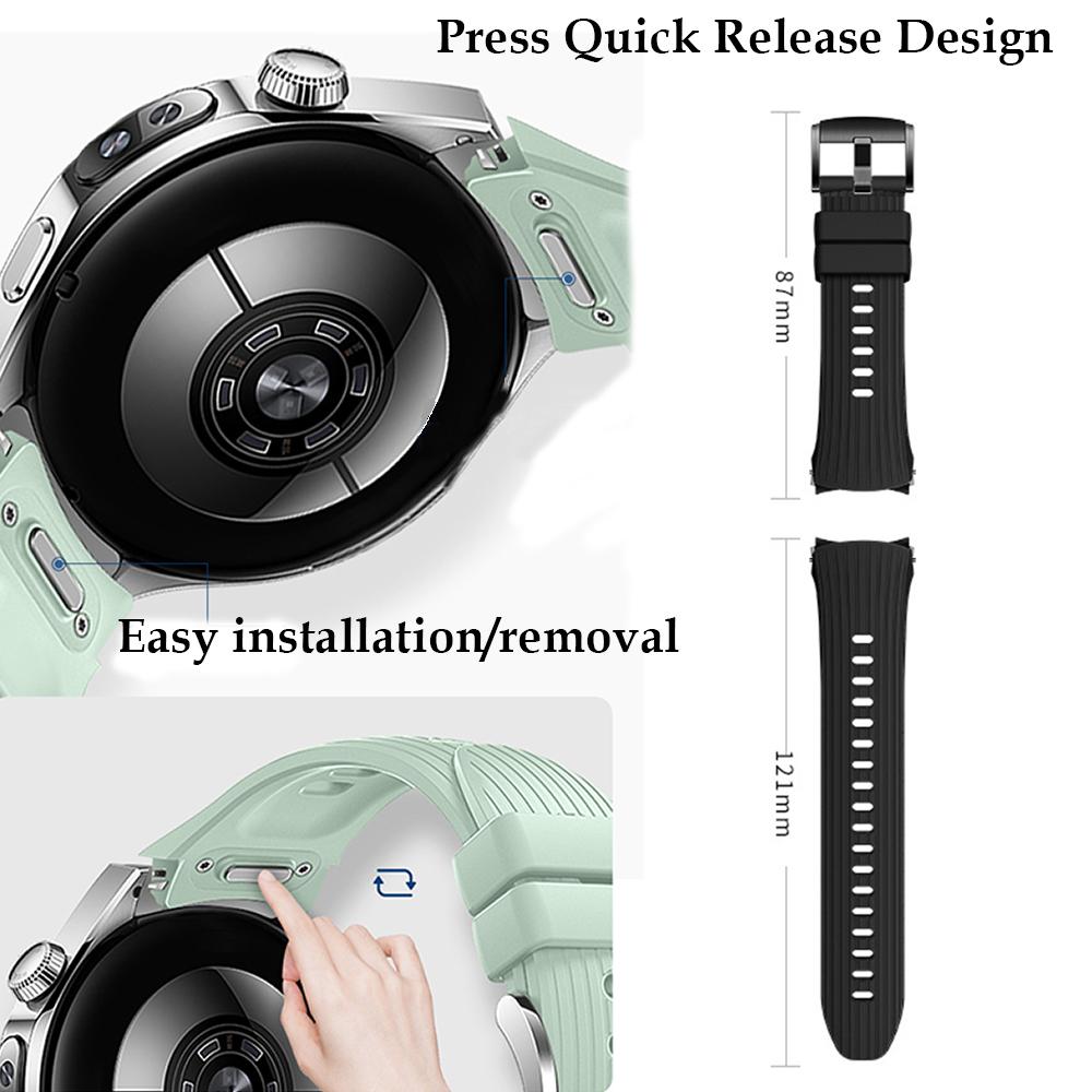 Klockarmband för Huawei Watch 5 42 46mm Män Kvinnor Armband för Huawei Watch 5 42/46mm Tryck Snabbkoppling Silikonarmband Armband