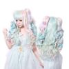 Lolita Cos Wig Set 3-Piece Colorful Gradient Twin Tails Curly With Claw Clips Anime Role Play