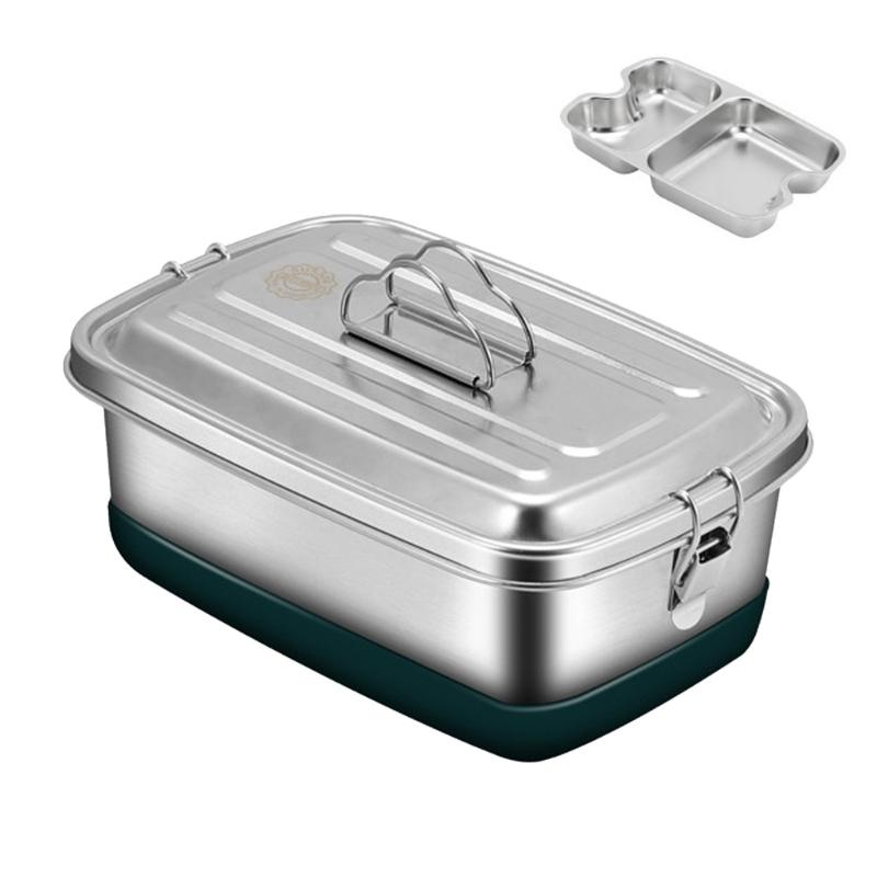 Stainless Steel Lunch Box Double Layer Bentos Box with Compartments Leak Proof Food Container for Adults and Kids