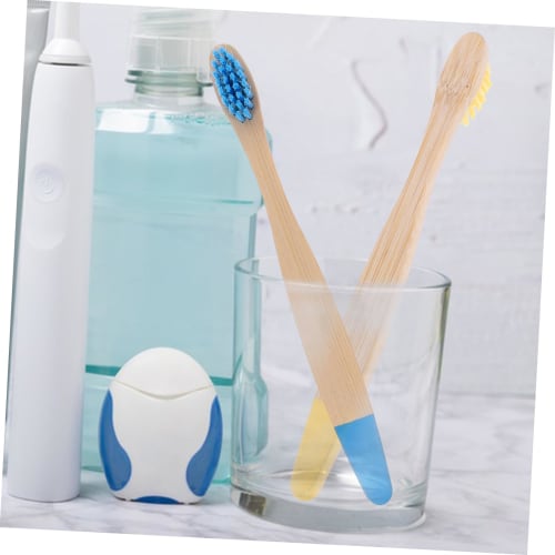 Frcolor 10-Piece Portable Bamboo Toothbrush Set with Soft Bristles for Kids, Eco-Friendly Design for Home and Guest Room Use