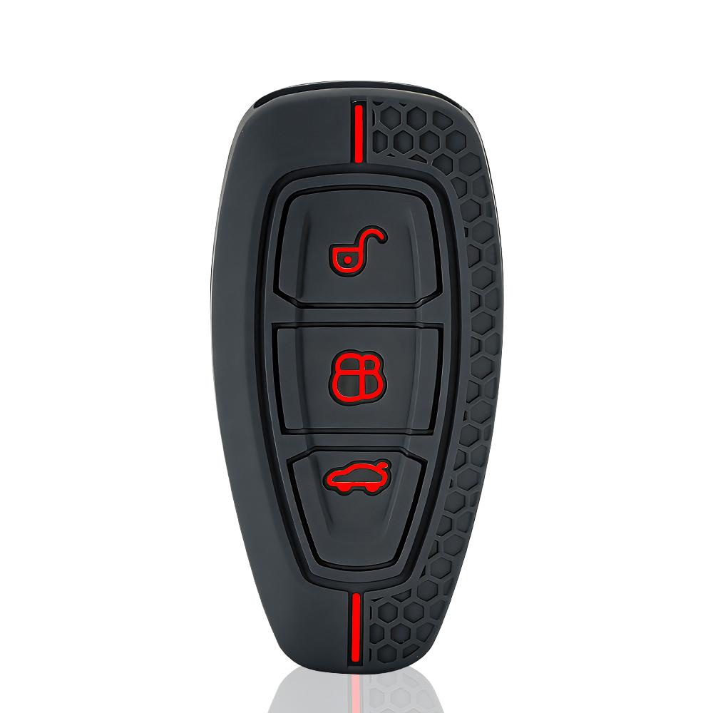New Car Key Pack for Ford ST Line Fiesta Focus Mondeo Ecosport Kuga Edge Escape Metallic Silicone Car Key Fob Case Accessories
