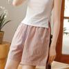 Summer women's pure cotton pajama pants sweet loose striped double-layer yarn can be worn outside casual simple home pants 11